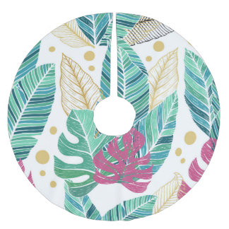 Tropische botanische Blätter, nahtlos Vintages Des Polyester Weihnachtsbaumdecke