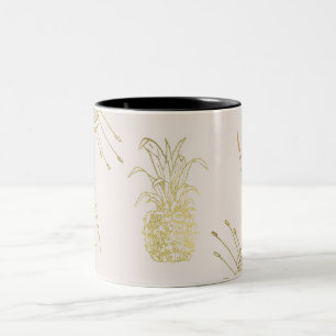 Tropische botanische Blumenblätter Gold Ananas Zweifarbige Tasse