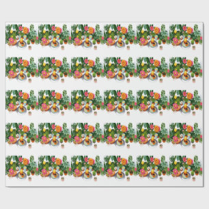 Tropische Botanische Gärten Blumen Collage – Bunt Geschenkpapier