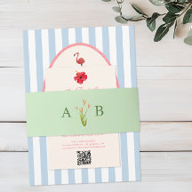 Tropische botanische Hochzeitseinladung mit Blumen