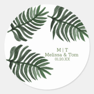 Tropische Botanische Palme Tropische Hochzeit Dank Runder Aufkleber