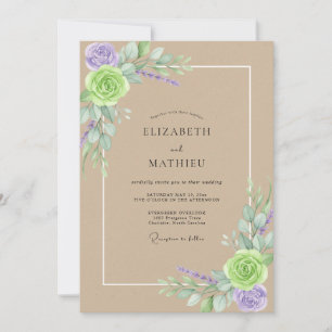 Tropische Bräune Amethyst Blatt Hochzeit Einladung