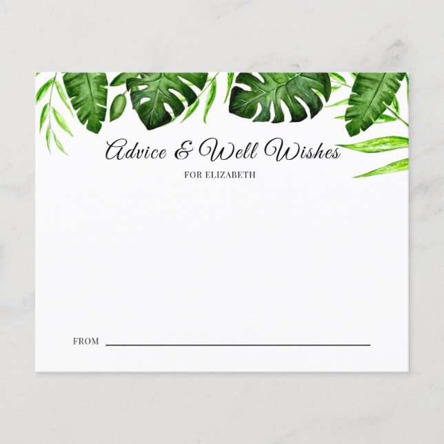 Tropische Brautparty-Ratschläge gut wünscht Hochze (Vorderseite)