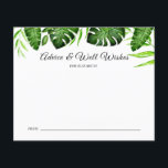 Tropische Brautparty-Ratschläge gut wünscht Hochze<br><div class="desc">Tropischer Dschungel Thema Monstera oder Palm verlasst Brautparty "Ratschläge und gute Wünsche". Entwickelt und illustriert mit Liebe von Kristine Lee Designs www.kristineleedesigns.com</div>