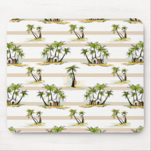 Tropische Bretterbude und Palmen Mousepad