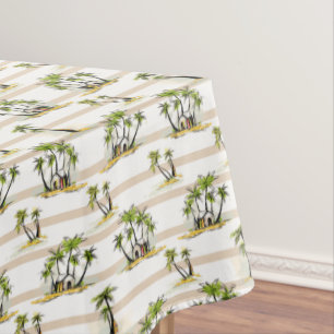Tropische Bretterbude und Palmen Tischdecke