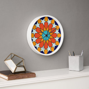 Tropische Brise marokkanisches Mosaik Uhr