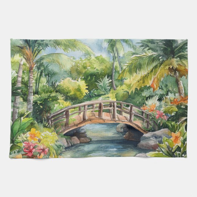 Tropische Brücke Geschirrtuch (Horizontal)