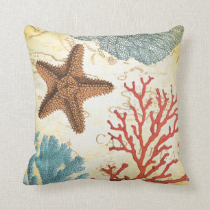 Tropische bunte karibische Starfish und Koralle Kissen