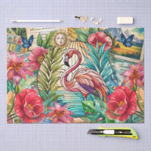 Tropische Buntglas-Flamingo-Decoupage Seidenpapier