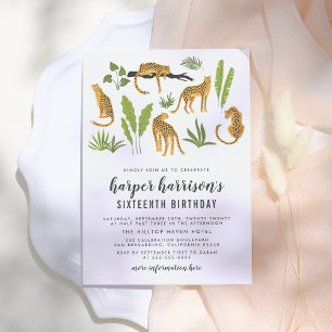 Tropische Cheetah Jungle Geburtstagsparty Einladung
