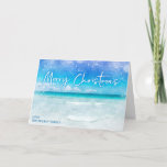 TROPISCHE CHRISTMAS-KARTE| Florida Ocean Beach Feiertagskarte<br><div class="desc">Diese Ozeanwelle ist eine Urlaubskarte in aquamarinen,  aqua- und seeblauen Farbtönen mit weißen Sternen und Schnee,  die tropisch und whimsical ist und ideal für ein warmes Weihnachts- oder Ferien-Erinnerungen. Individualisieren Sie einfach Ihre Namen und Sie haben Ihre eigene Weihnachtskarte an der Küste!</div>