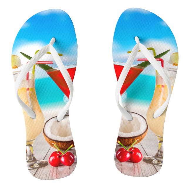 Tropische Cocktails Flip Flops Sandalen (Fußbett)