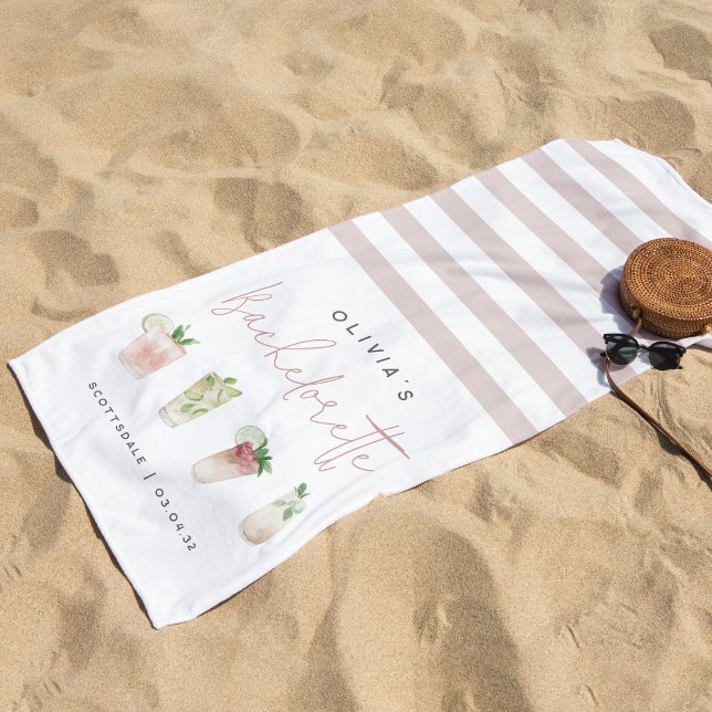 Tropische Cocktails Personalisierter Junggeselinne Strandtuch (Von Creator hochgeladen)