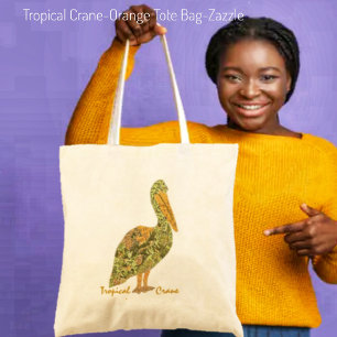 Tropische Crane-Orange Tote Bag Tragetasche
