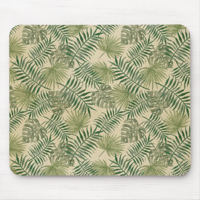 Tropische Creme-Grüne Blätter       Mousepad (Vorne)