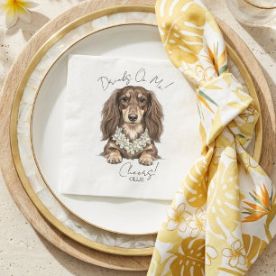 Tropische Dachshund-Hochzeitsgetränke Gehen Auf Mi Serviette