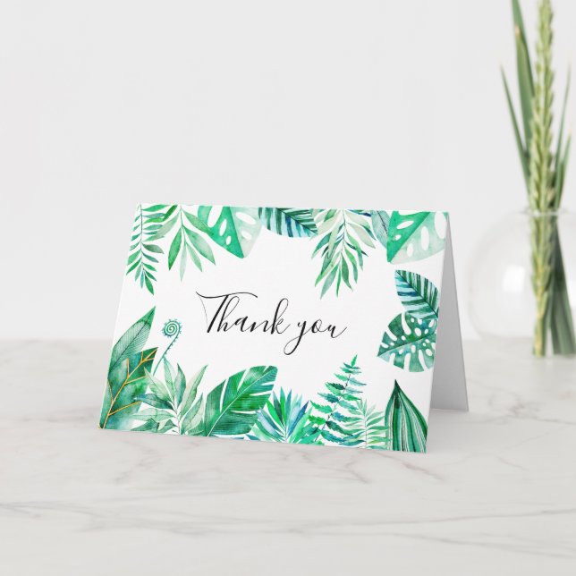 Tropische Dankeschön-Karte, tropische Hochzeitskar Dankeskarte (Vorderseite)