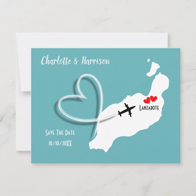 Tropische Destination Lanzarote Spanien Hochzeit a Save The Date (Vorderseite)
