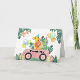 Tropische Dinosaurier-Baby-Party - Schlüpft bald Dankeskarte