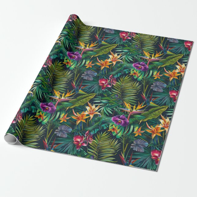 Tropische Dschungel-Blume Geschenkpapier (Ungerollt)