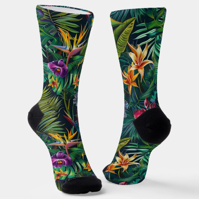 Tropische Dschungel-Blume Socken (Gewinkelt)