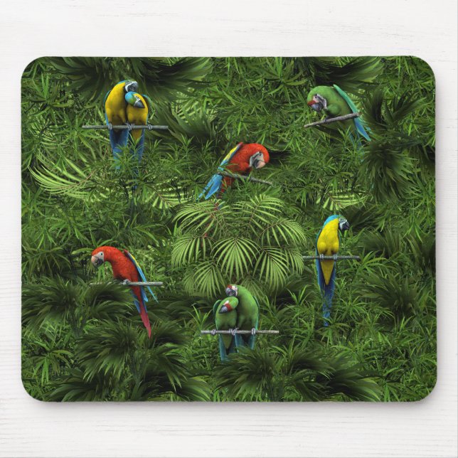 Tropische Dschungel-Papageien KRW Mousepad (Vorne)