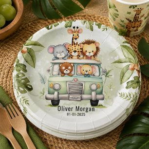 Tropische Dschungel-Safari-Tiere Junge Baby-Party Pappteller