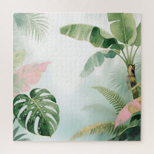 Tropische Dschungelblätter Aquarell Puzzle
