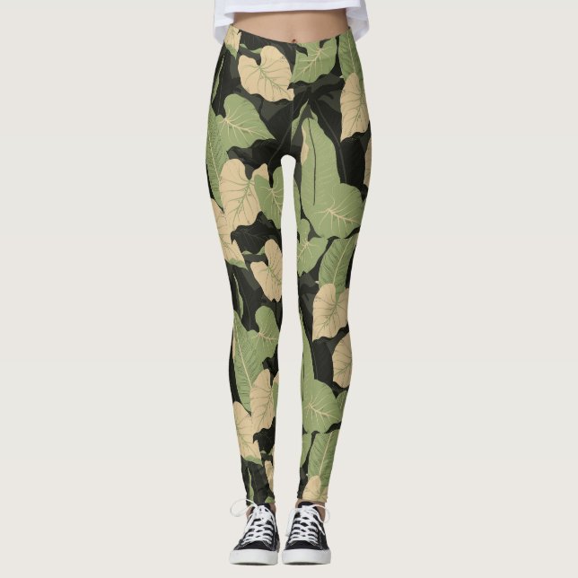 Tropische DschungelBlätter Leggings (Vorderseite)