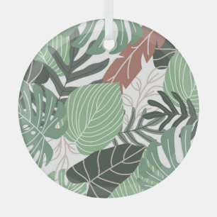 Tropische Dschungelpflanzen, florale hawaiianische Ornament Aus Glas