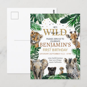 Tropische Dschungelsafari-Tiere Geburtstag Postkarte