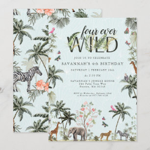 Tropische Dschungeltiere   Four Ever Wild Einladung