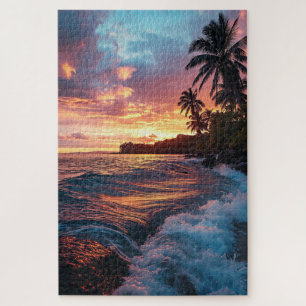 Tropische Dusk-Atmosphäre in Rosa Orange und Gelb Puzzle