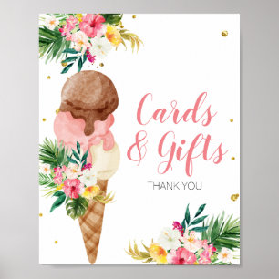 Tropische Eiscreme-Blumenkarten & Geschenke Poster