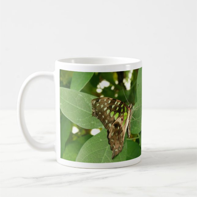 Tropische eiternde grüne Schmetterlingsmühle-Tasse Kaffeetasse (Links)