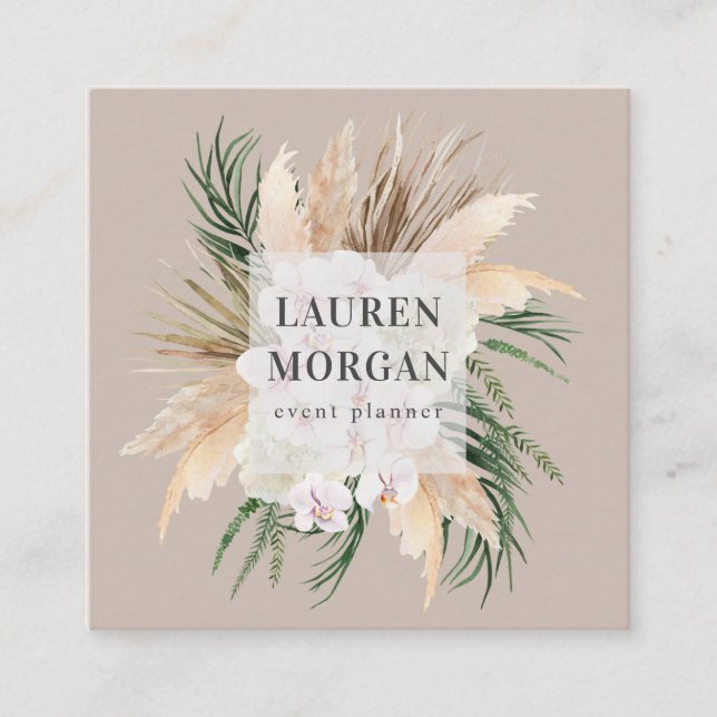 Tropische elegante, florale Square Visitenkarte (Vorderseite)