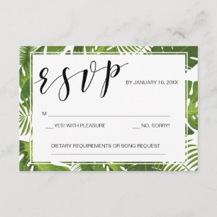 Tropische elegante Hochzeit der RSVP Karte