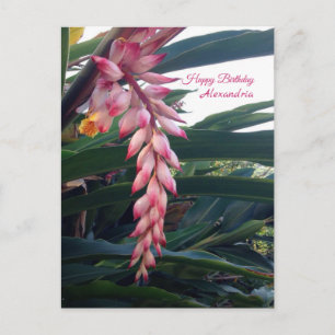 Tropische elegante rosa Blumen Geburtstag Postkarte