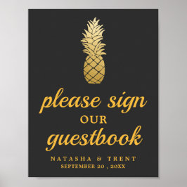 Tropische Eleganz | Ananas-Hochzeitszeichen Poster