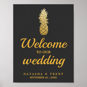 Tropische Eleganz Ananas-Hochzeitszeichen Poster