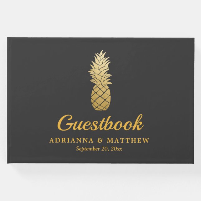 Tropische Eleganz | Ananas Wedding Gästebuch (Vorderseite)