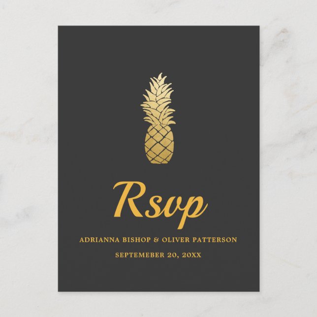 Tropische Eleganz | Ananas Wedding RSVP Einladungspostkarte (Vorderseite)