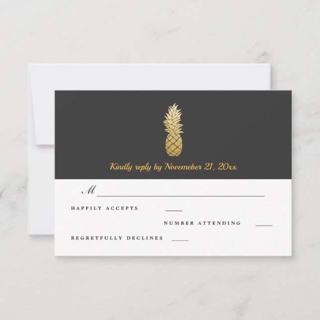 Tropische Eleganz | Ananas Wedding RSVP Karte (Vorderseite)