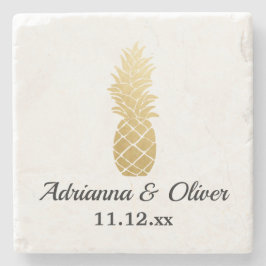 Tropische Eleganz | Ananassehe Steinuntersetzer