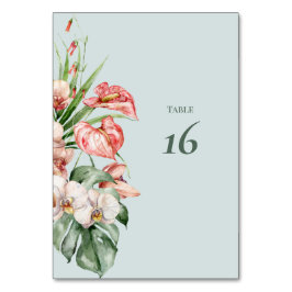 Tropische Eleganz Botanische Hochzeitstisch-Nummer Tischnummer