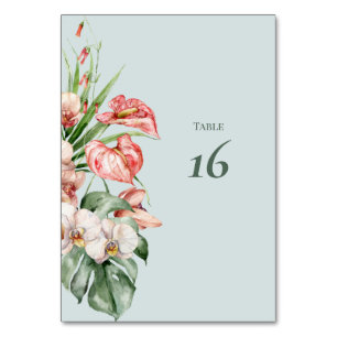 Tropische Eleganz Botanische Hochzeitstisch-Nummer Tischnummer
