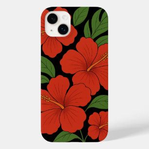 Tropische Eleganz Rote Hibiskus auf Schwarz Case-Mate iPhone 14 Plus Hülle