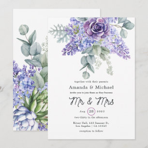 Tropische Eukalyptus-Sukkulenten-Hochzeit Einladung