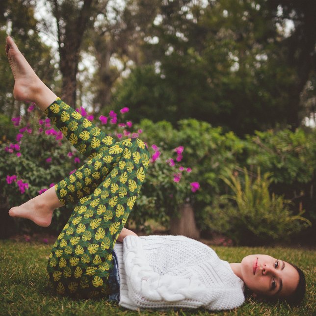 Tropische exotische Blätter Naturmuster Leggings (Von Creator hochgeladen)